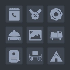 Premium set of fill icons. Such as contact, adventure, sign, office, style, internet, discount, coupon, desk, delivery, photo, cake, table, percent, hat, tag, truck, clothing, work, cookie, fashion