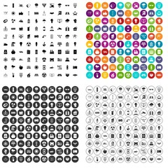100 solar energy icons set vector in 4 variant for any web design isolated on white