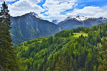 Swiss Alps-view of the way at the Ftan