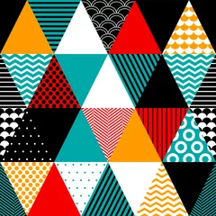 Wallpaper murals Triangle Colorful textured triangles geometric abstract seamless pattern, vector