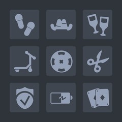 Premium set of fill icons. Such as ride, casino, fashion, tool, money, speed, hat, white, drink, wine, full, check, baseball, wineglass, security, game, cut, poker, electricity, play, energy, cap, red