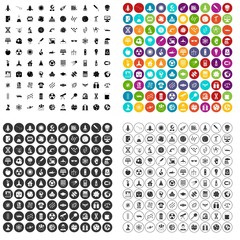 100 space technology icons set vector in 4 variant for any web design isolated on white