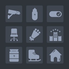 Premium set of fill icons. Such as eating, guard, bouquet, interior, furniture, lifestyle, beautiful, chair, bodybuilding, vacation, safety, building, security, home, style, cold, digital, skating,