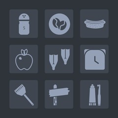 Premium set of fill icons. Such as meal, time, watch, summer, sport, kitchen, clock, business, fruit, dental, white, minute, bean, apple, seasoning, way, hot, healthy, coffee, underwater, food, spice