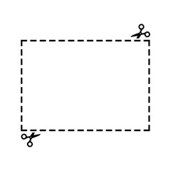 Illustration of a cut out coupon rectangle shape with scissors vector.