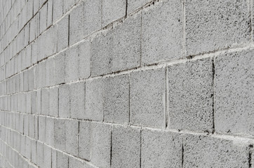 Wall of gray concrete blocks