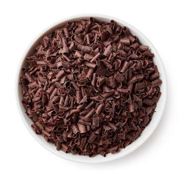 Bowl of chocolate shavings