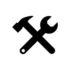 Wrench and hammer. Tools icon isolated on white background