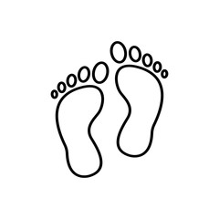 Human footstep icon. Vector footprint. Black silhouette. Flat style. Illustration isolated on white background.