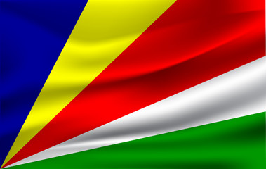 Fototapeta premium Flag of Seychelles. Realistic waving flag of Republic of Seychelles. Fabric textured flowing flag of Seychelles.