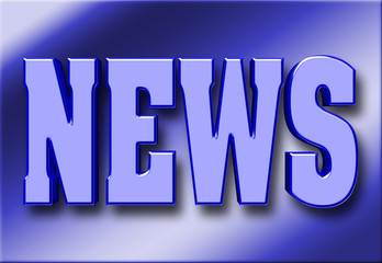 Stock Illustration - Large Blue Metallic Text: News, 3D Illustration.