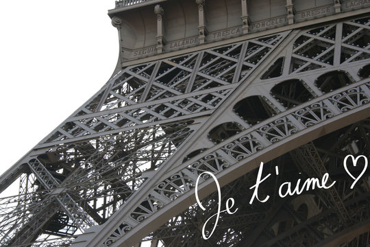 Composite image showing je taime by eiffel tower