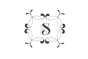 Luxury Vector Letter S Logo design. Elegant Floral Vintage Decorative Frame.