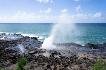 カウアイ島の潮吹き岩