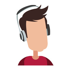 Faceless man with music headphones vector illustration graphic design