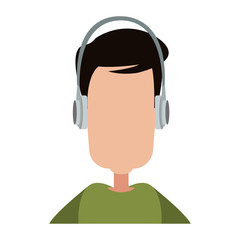 Faceless man with music headphones vector illustration graphic design