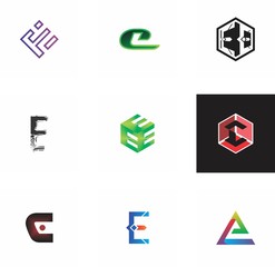 e, f, ef letter logo design for template, creative, identity, and website