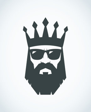 Bearded King With A Crown On His Head Stock Vector Adobe Stock