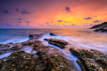 Colorful sunset on the sea in Khaoleamya-mookoh samet national park Rayong province, Thailand.