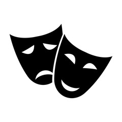 theater masks icon or sign, vector illustration