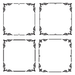 Set Decorative frame and border, Square frame, Black and white, Thai pattern, Vector illustration