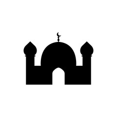 Islamic template, stencil, pattern, white mosque, icon, isolated on white background. Vector.