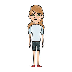 Young woman with casual clothes cartoon vector illustration graphic design
