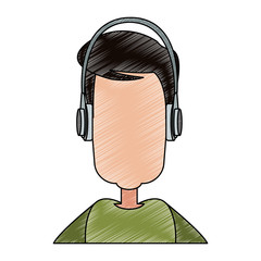 Faceless man with music headphones vector illustration graphic design