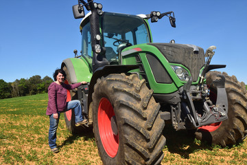 Obraz premium woman with tractor,