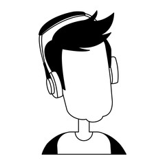 Faceless man with music headphones vector illustration graphic design