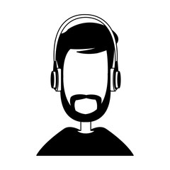 Faceless man with music headphones vector illustration graphic design