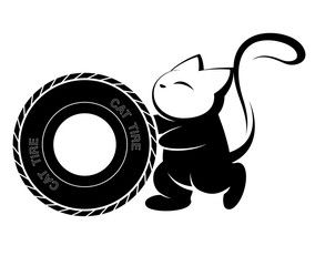 Cat logo illustration on white background.