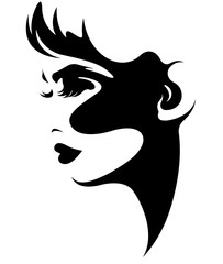 illustration vector of women silhouette black icon on white background