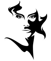 illustration vector of women silhouette black icon on white background