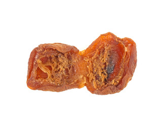 dried fruit, dried apricot pitted on a white background