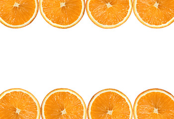 Slices of orange mandarin isolated on white background