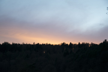 sunset over the forest spessart