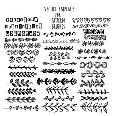 Vector brushes templates set. Make a brush with this template. Hand drawn vector elements for frames and decoration.