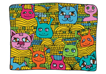 Hand drawn crazy colorful doodle Monsters.Vector illustration.
