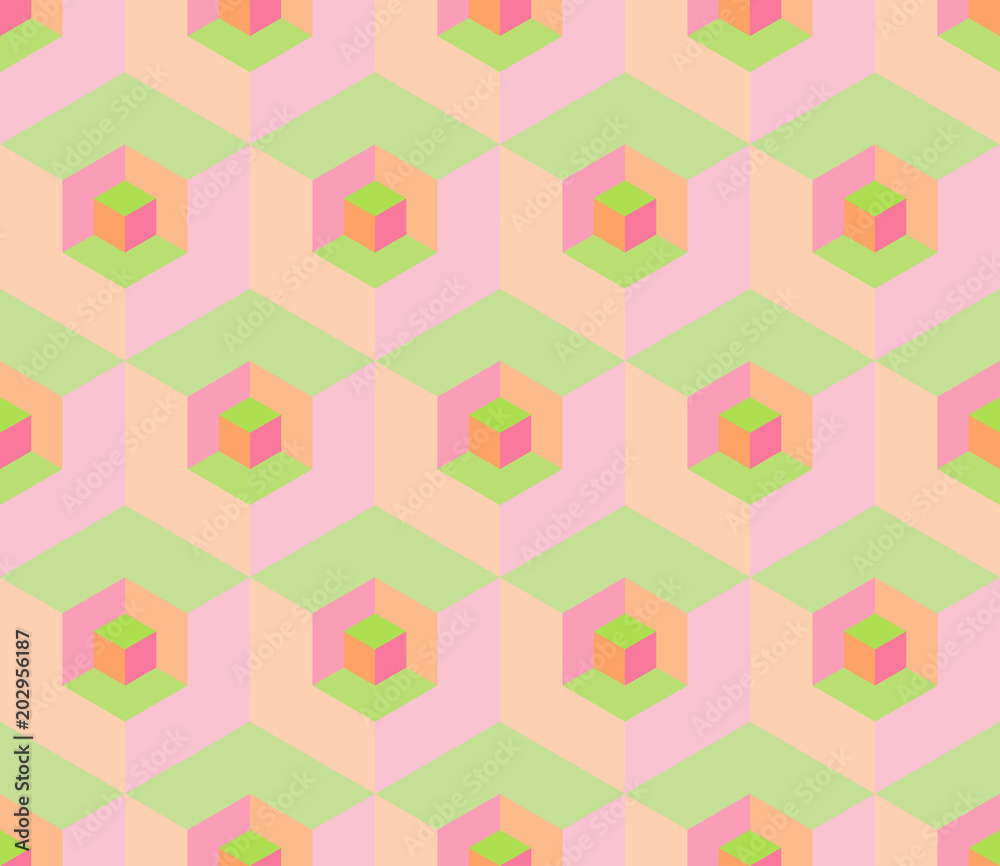 Aufkleber abstract seamless pattern with colorful cubes. optical effects.