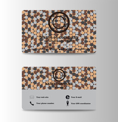 Creative and Clean Double-sided Business Card Template. Flat Design Vector Illustration. Stationery Design. Mosaic background