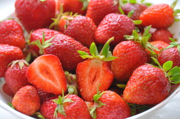 Fresh and red strawberries.