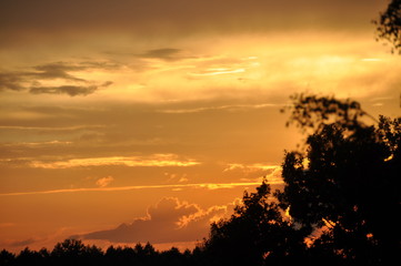 Obraz na płótnie Canvas Bright sunset with clouds.