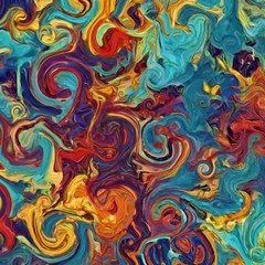 Twists bright artwork Pattern for creative design work. Colorful artistic wallpaper. Liquid oil drawn abstraction. Good as print for textile or canvas. 