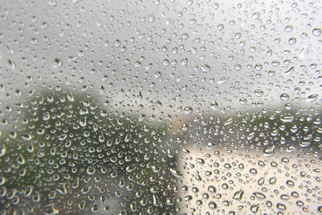 Drops of rain on the window