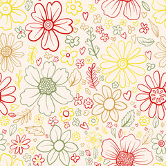 Fototapeta na wymiar vector seamless pattern with flowers