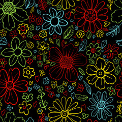 vector seamless pattern with flowers