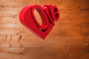 Love heart against overhead of wooden planks