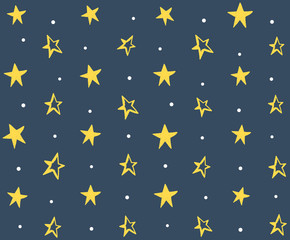 Seamless Pattern with Hand Drawn Stars