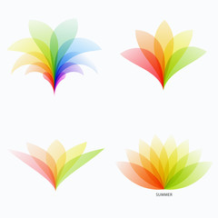 Fototapeta na wymiar Abstract design of colourful vector elements for modern background with flower smooth shape for business branding summer. Set